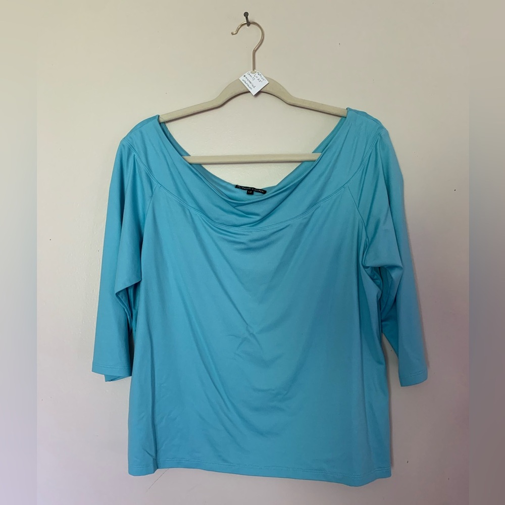 A'nue Ligne Blue Boatneck Blouse